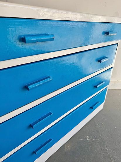 photo furniture Vintage Chest Of Drawers Painted Blue