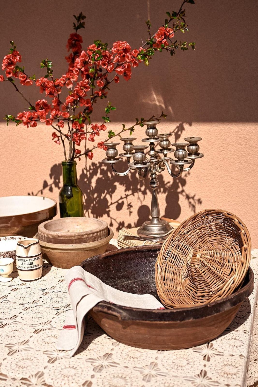 Antique Large Terracotta Cooking Bowl Rustic French Farmhouse Glazed Pottery Mixing Bowl 42cm photo 293.0