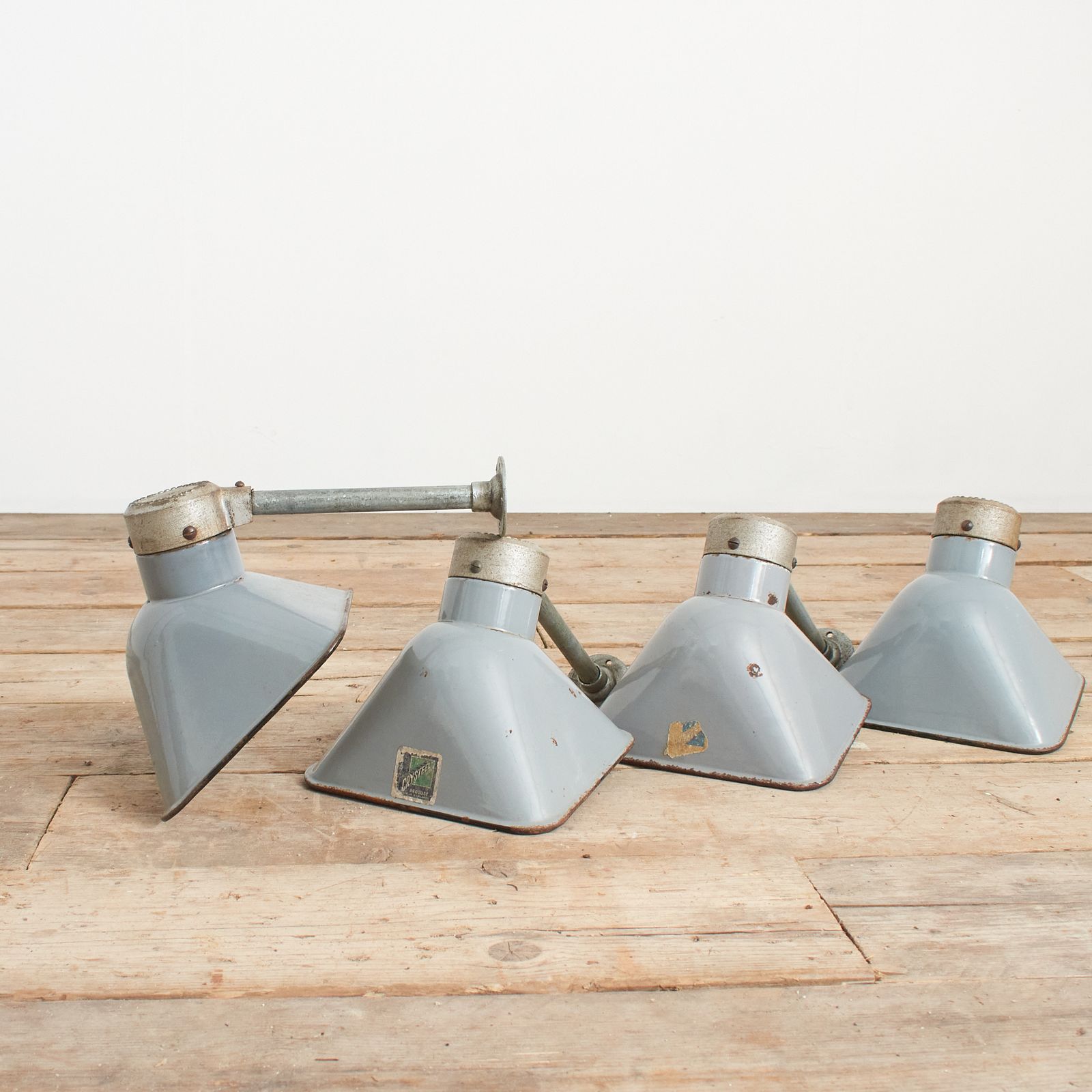 photo furniture Industrial Antique Grey Enamel Factory Wall Light By Benjamin