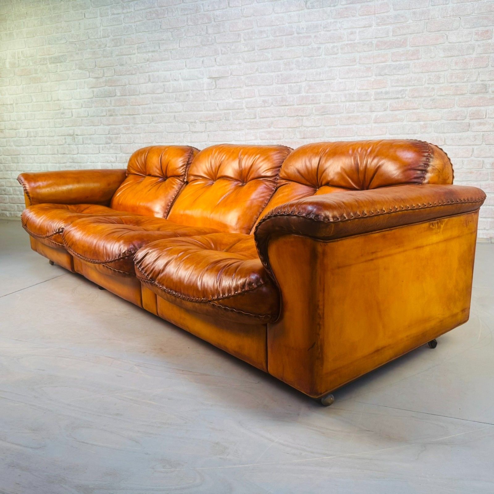 1970s Swiss De Sede Ds 101 Tan Leather Three Seater & Armchair Suite photo buy