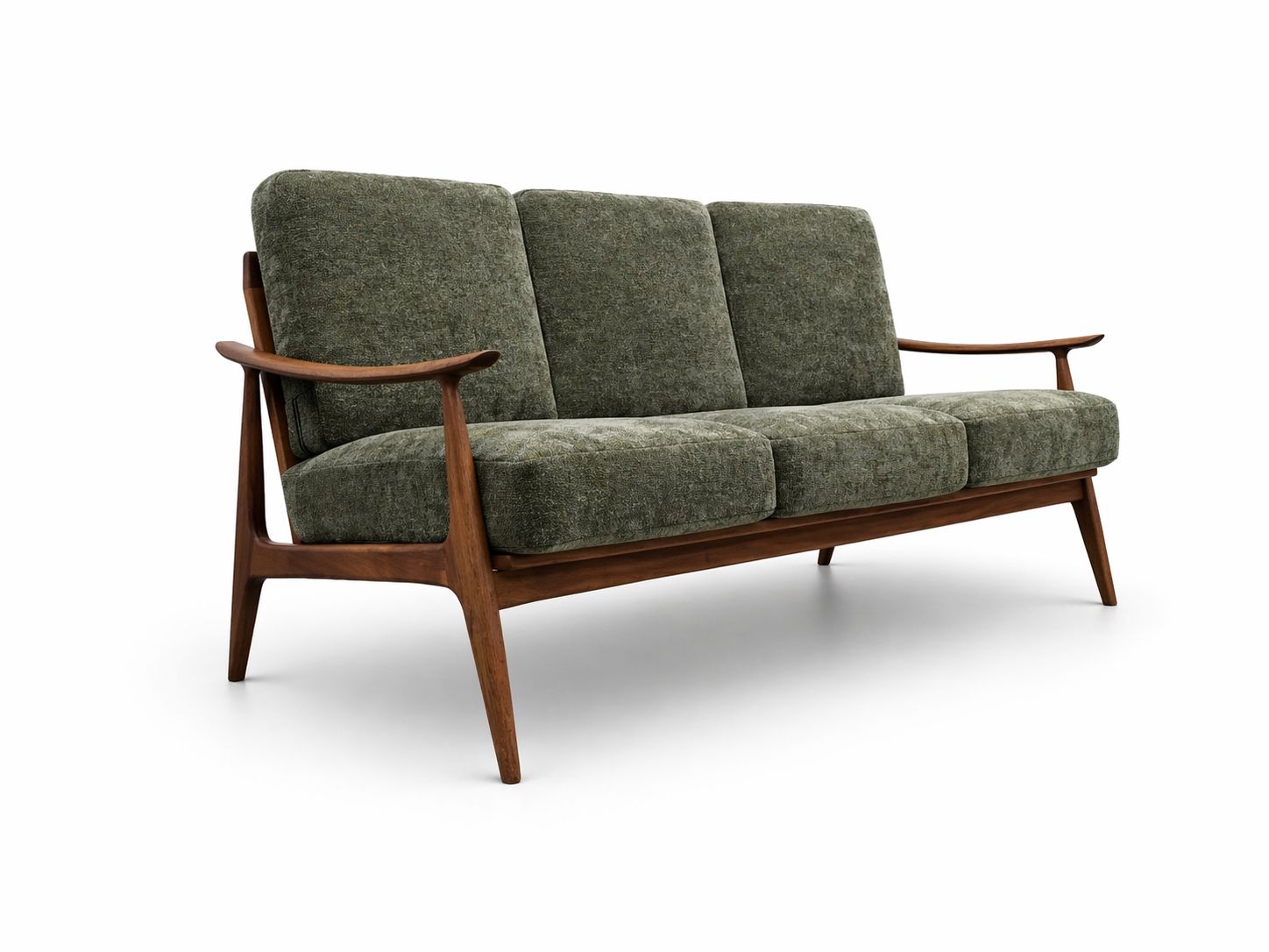 Mid Century Danish Teak Sofa, 1960s In Dark Green