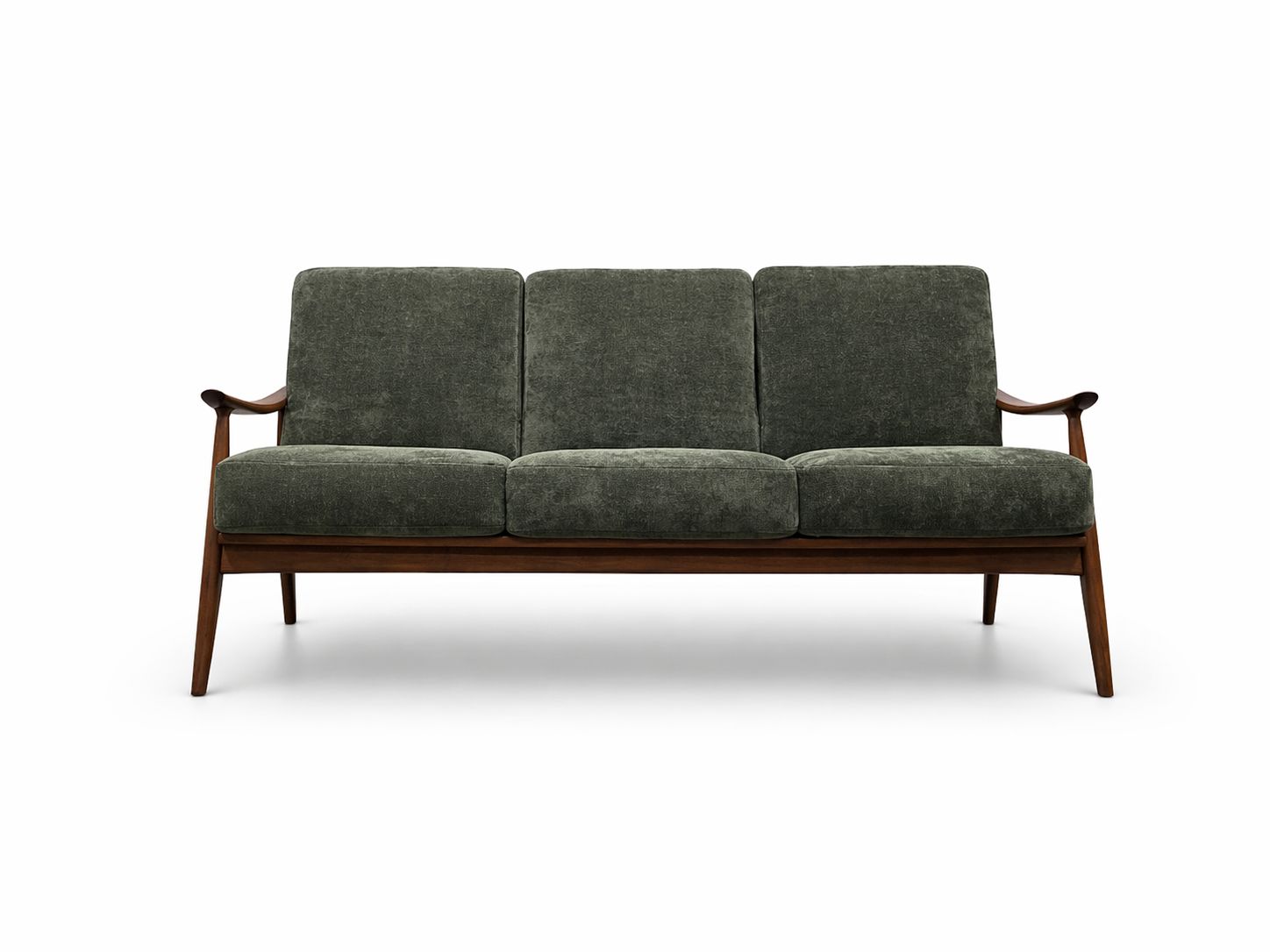 photo furniture Mid Century Danish Teak Sofa, 1960s In Dark Green
