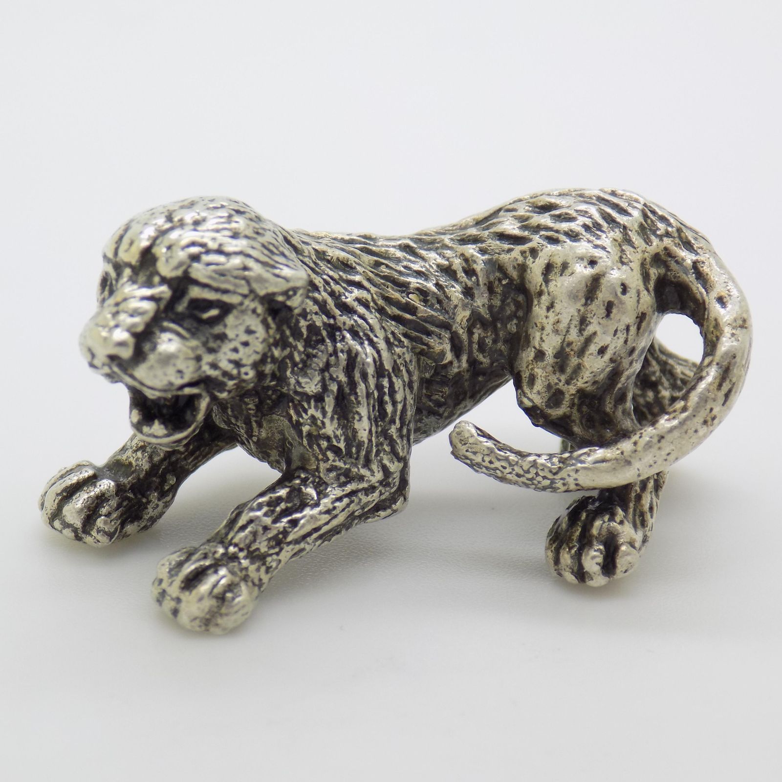 Vintage Italian Handmade Genuine Silver Lion Cub Figurine, 1970s photo Home Decor