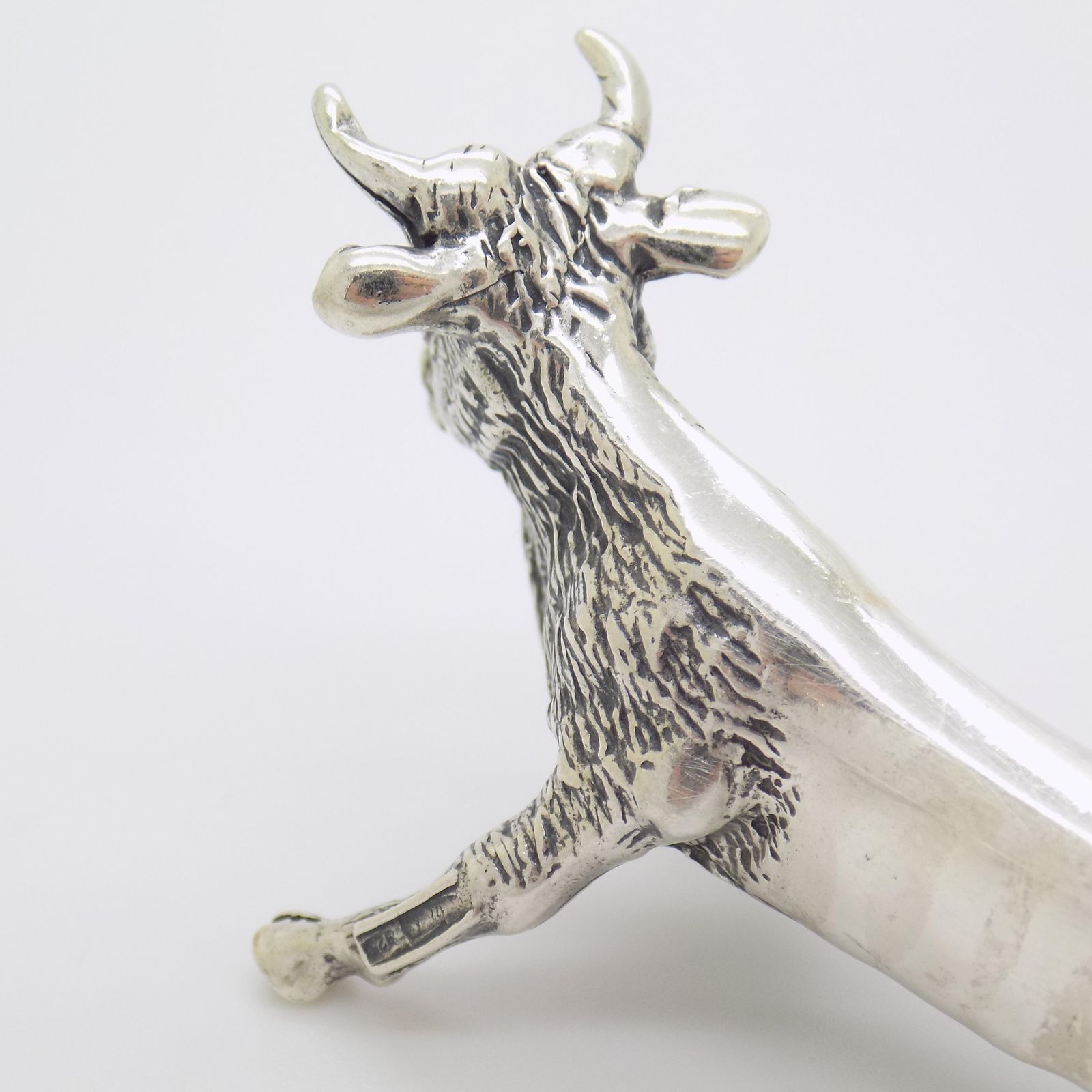 Vintage Italian Handmade Sterling Silver 925 Bull Shaped Spoon Rest, 1970s photo vinterior