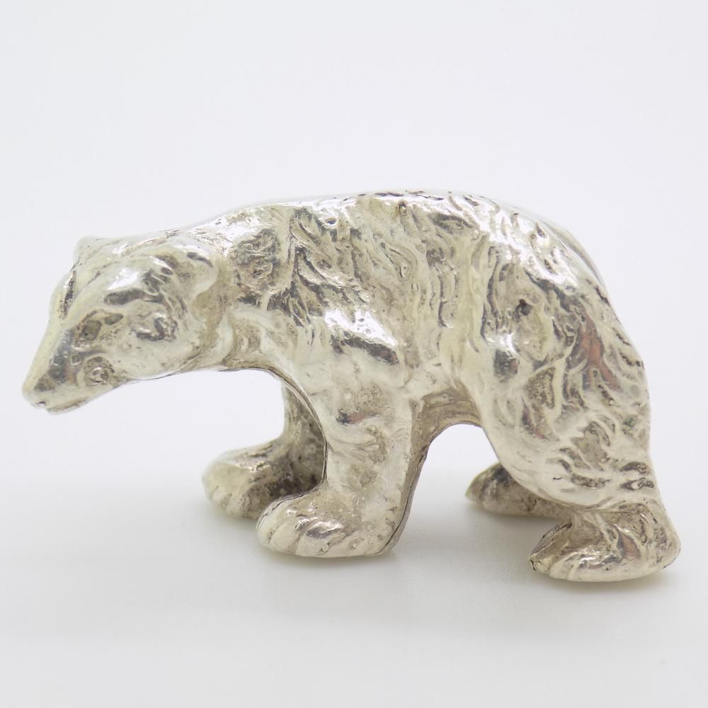 193.0 Vintage Italian Handmade Silver Polar Bear Figurine Sculpture, Milan, Italy, 1970s photo