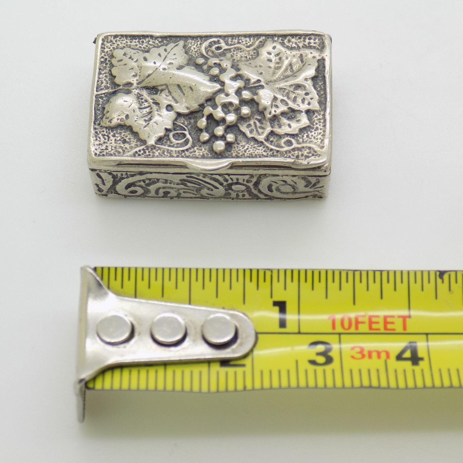 photo for sale Vintage Italian Handmade Silver Potpourri Box With Fruits, Tuscany, Italy, 1970s