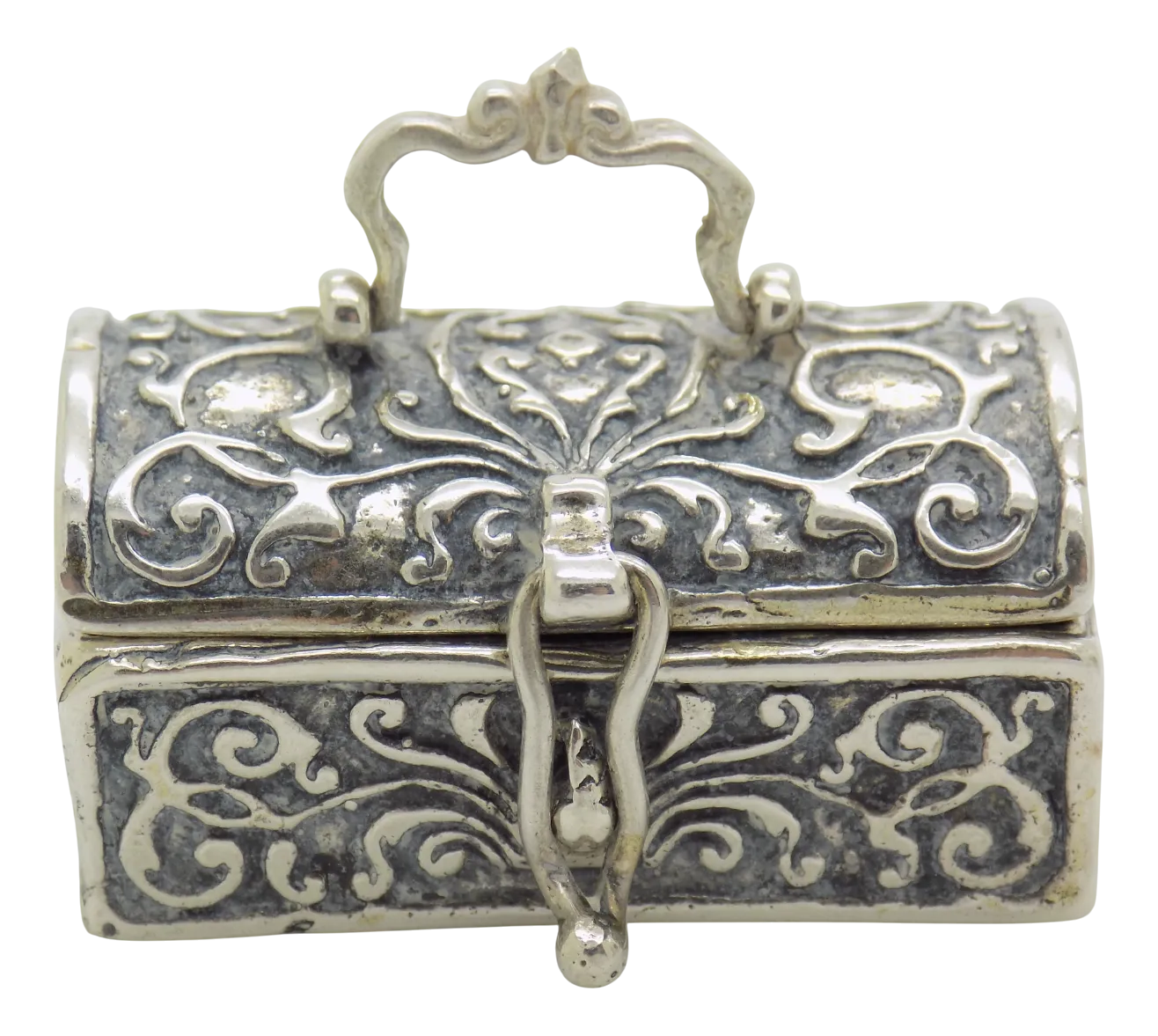 Vintage Italian Handmade Silver Treasure Chest Miniature Figurine, Italy, 1970s 1980s