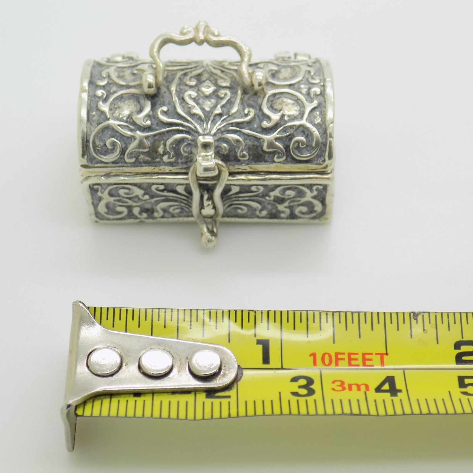 photo furniture Vintage Italian Handmade Silver Treasure Chest Miniature Figurine, Italy, 1970s 1980s