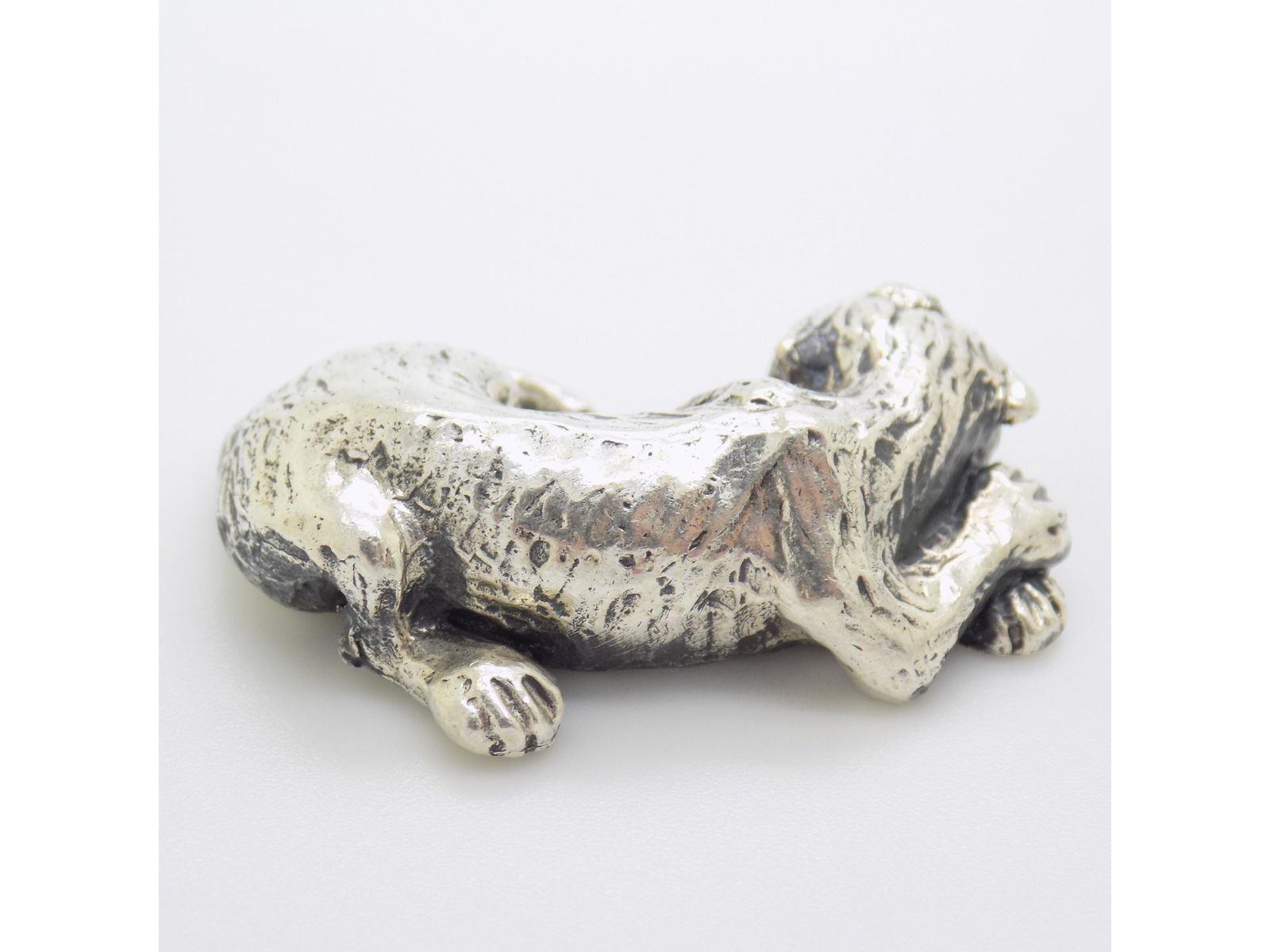 Vintage Italian Handmade Silver Sleeping Panther Figurine, Arezzo, Tuscany, Italy, 1970s photo Home Decor