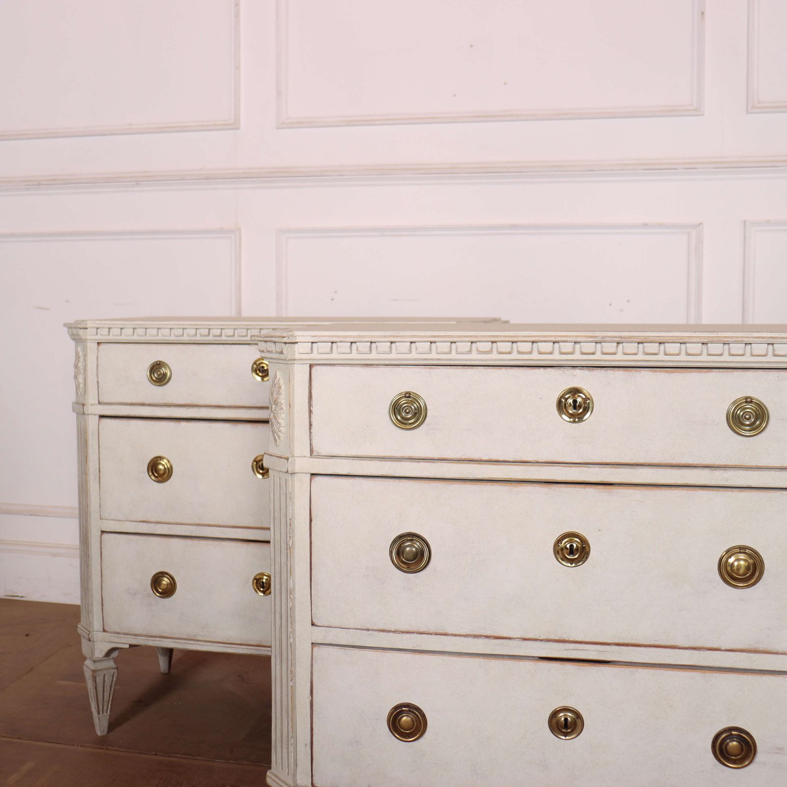 Pair Of Swedish Painted Commodes photo vintage
