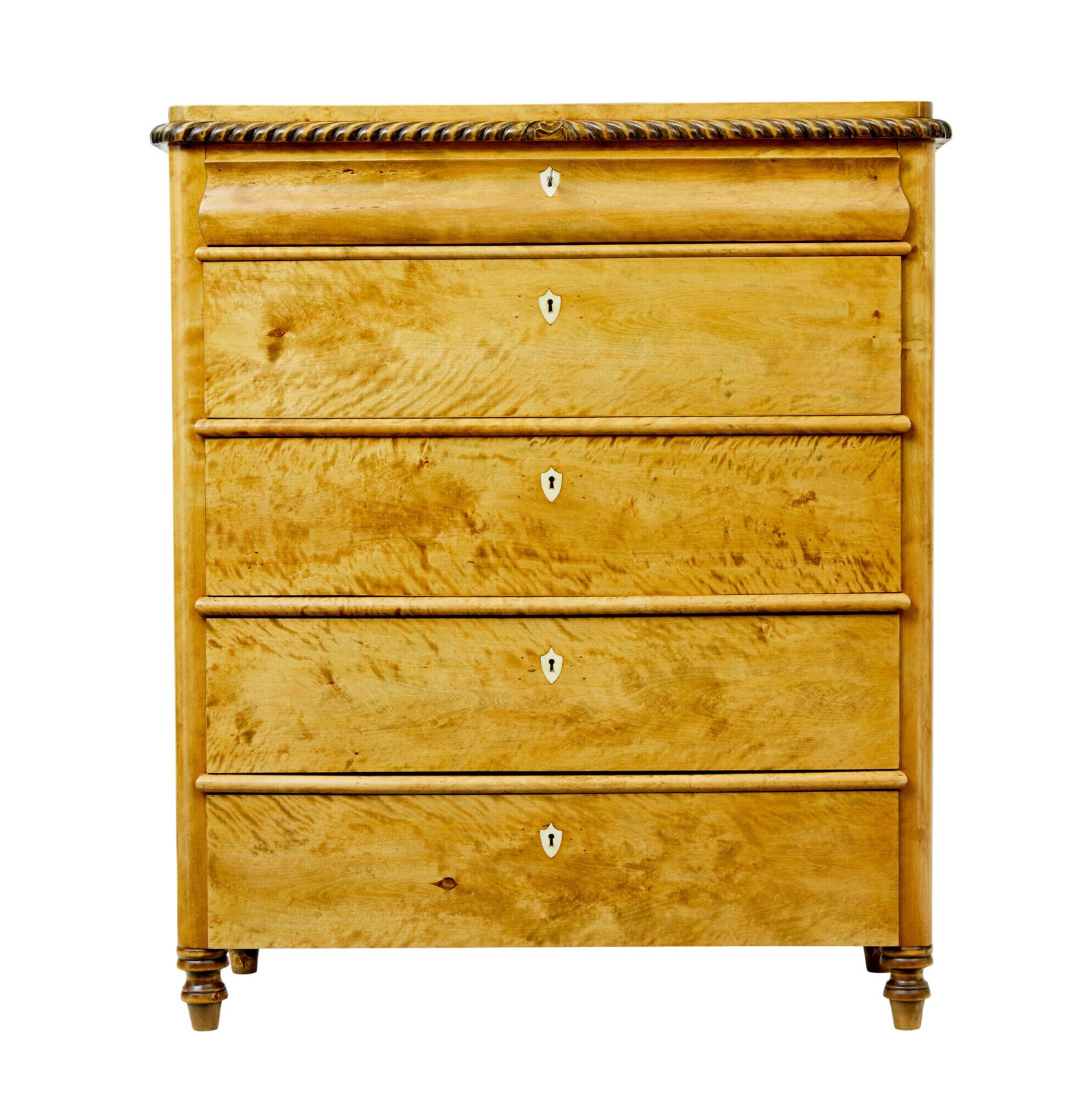 Swedish 19th Century Carved Birch Chest Of Drawers photo vintage