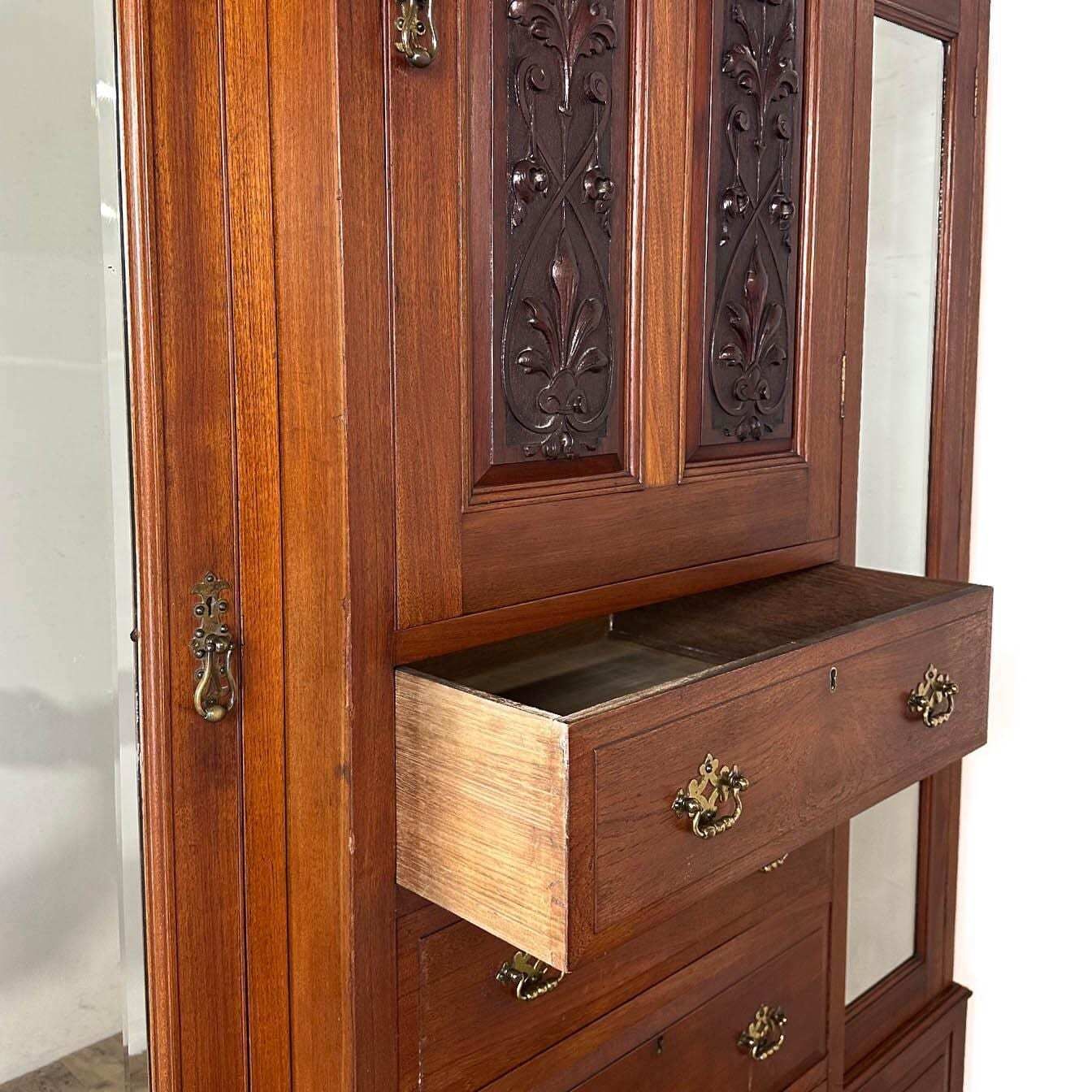 Antique Victorian Walnut Triple Compactum Wardrobe photo buy