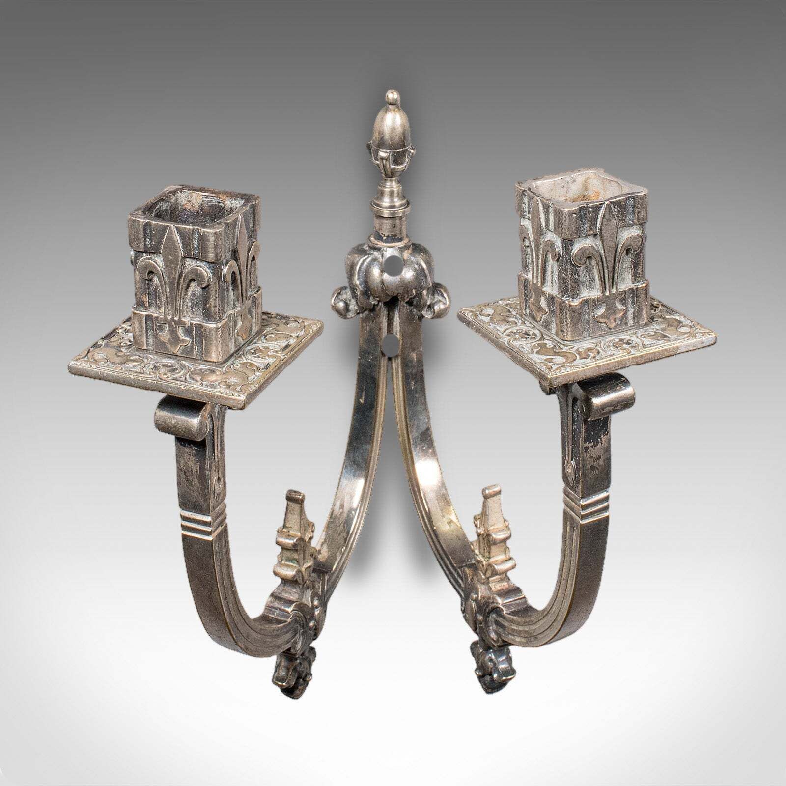 Pair Of Antique Candle Sconces, French, Wall Lighting, Art Nouveau, Victorian photo 607.0