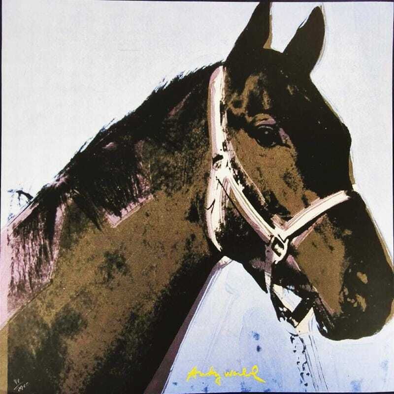 1980s Big Andy Warhol "Horse" Limited Edition Lithograph Numbered In Pencil By Cmoa. 60cm / 23.62 Inches photo furniture