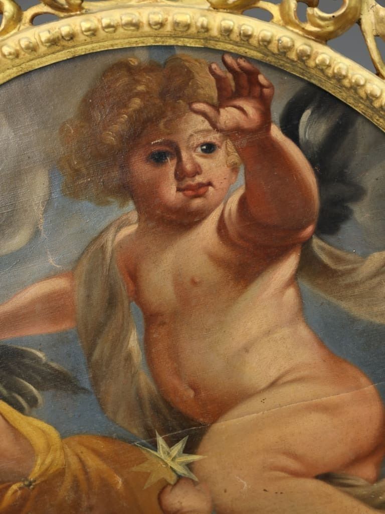 An Italian Oil Painting On Canvas In A Giltwood Florentine Frame photo vinterior