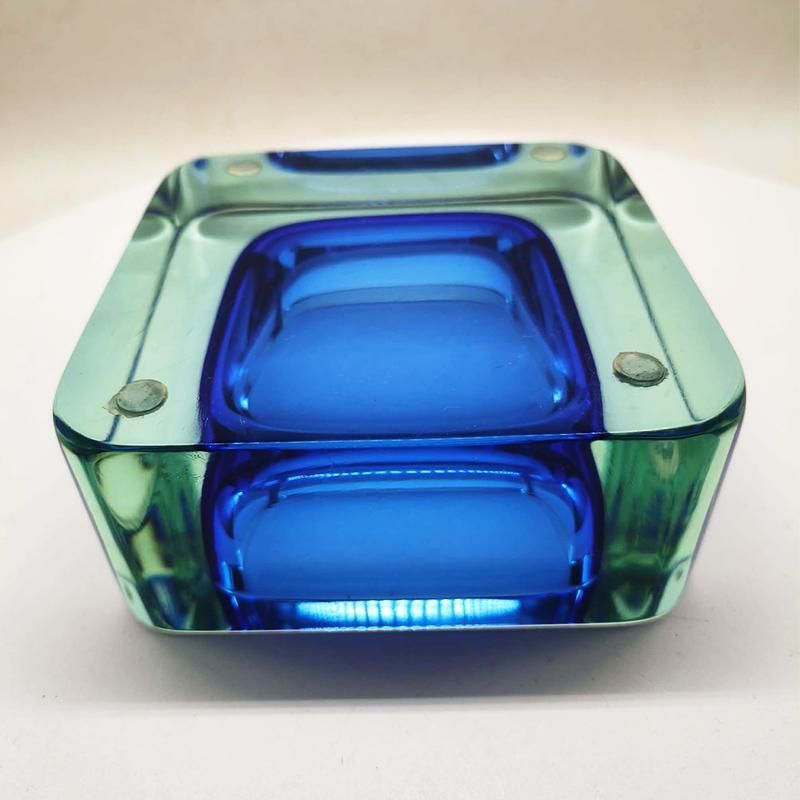 1960s Big Square Handcrafted Astray Or Catch All In Murano Glass. Made In Italy. photo buy