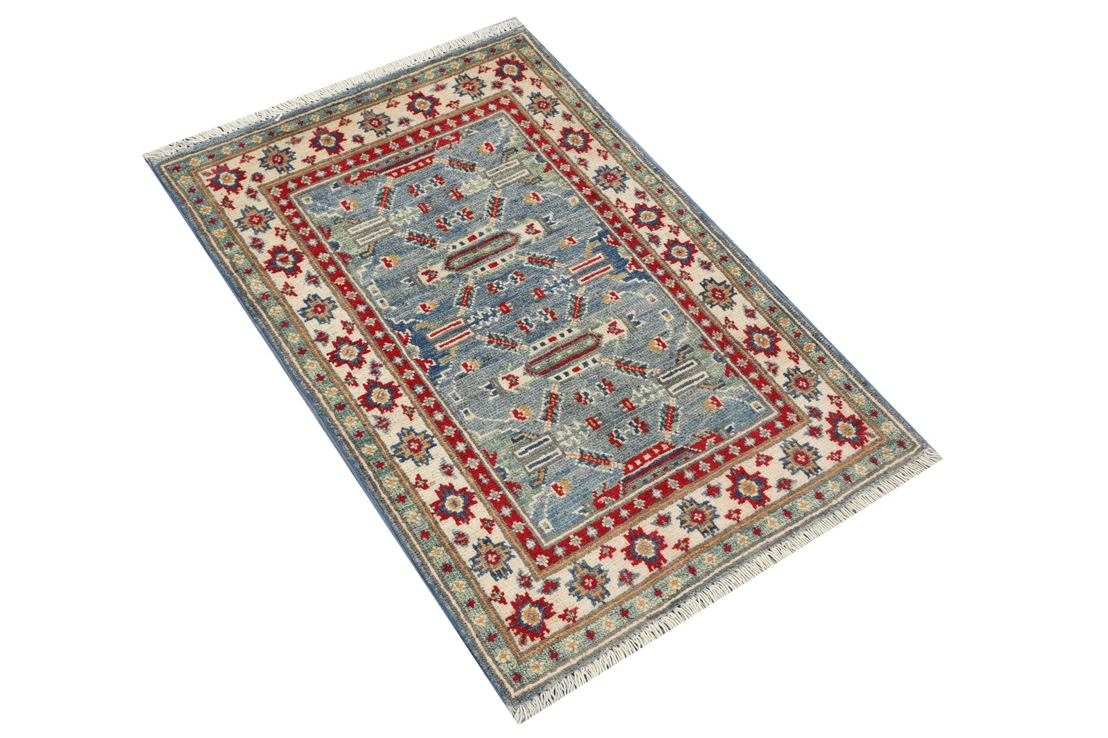 2x3 Blue Kazak Handmade Traditional Area Rug photo furniture