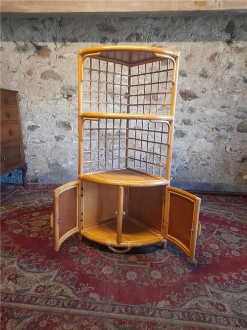 Vintage Bamboo Rattan Shelving Bamboo Boho Chic 0471 photo for sale