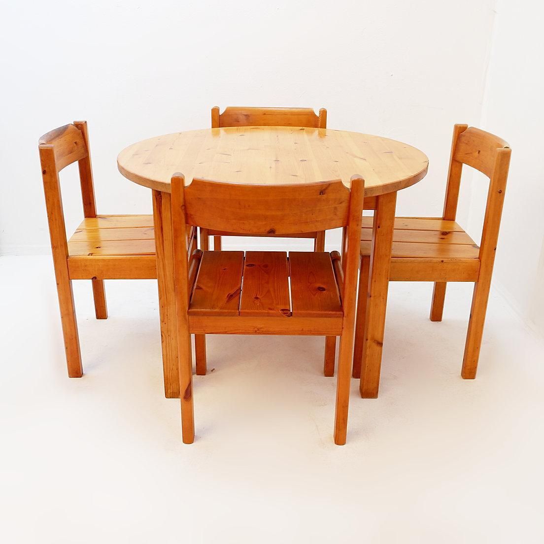 photo for sale Mid Century Swedish Pine Wood Dining Set   1970s   1 Table & 4 Chairs