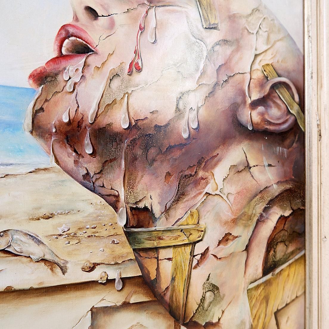Surrealist Oil Painting On Panel By Joseph Laureys (1944   2020) photo vinterior