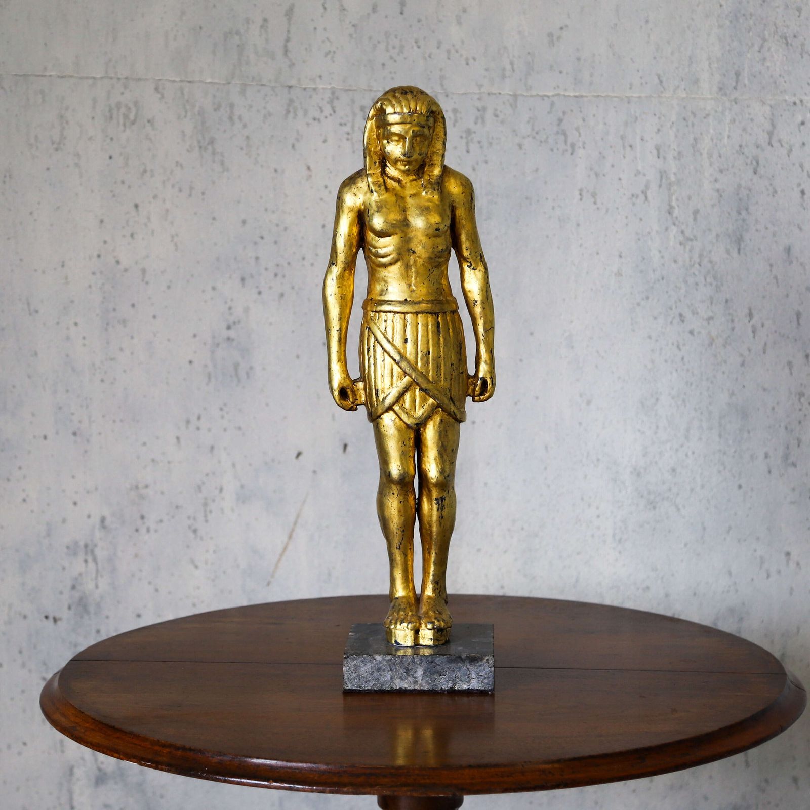 19th Century Wooden Gilt Shabti On Granite Base   Grand Tour Egyptian Revival Figure photo furniture