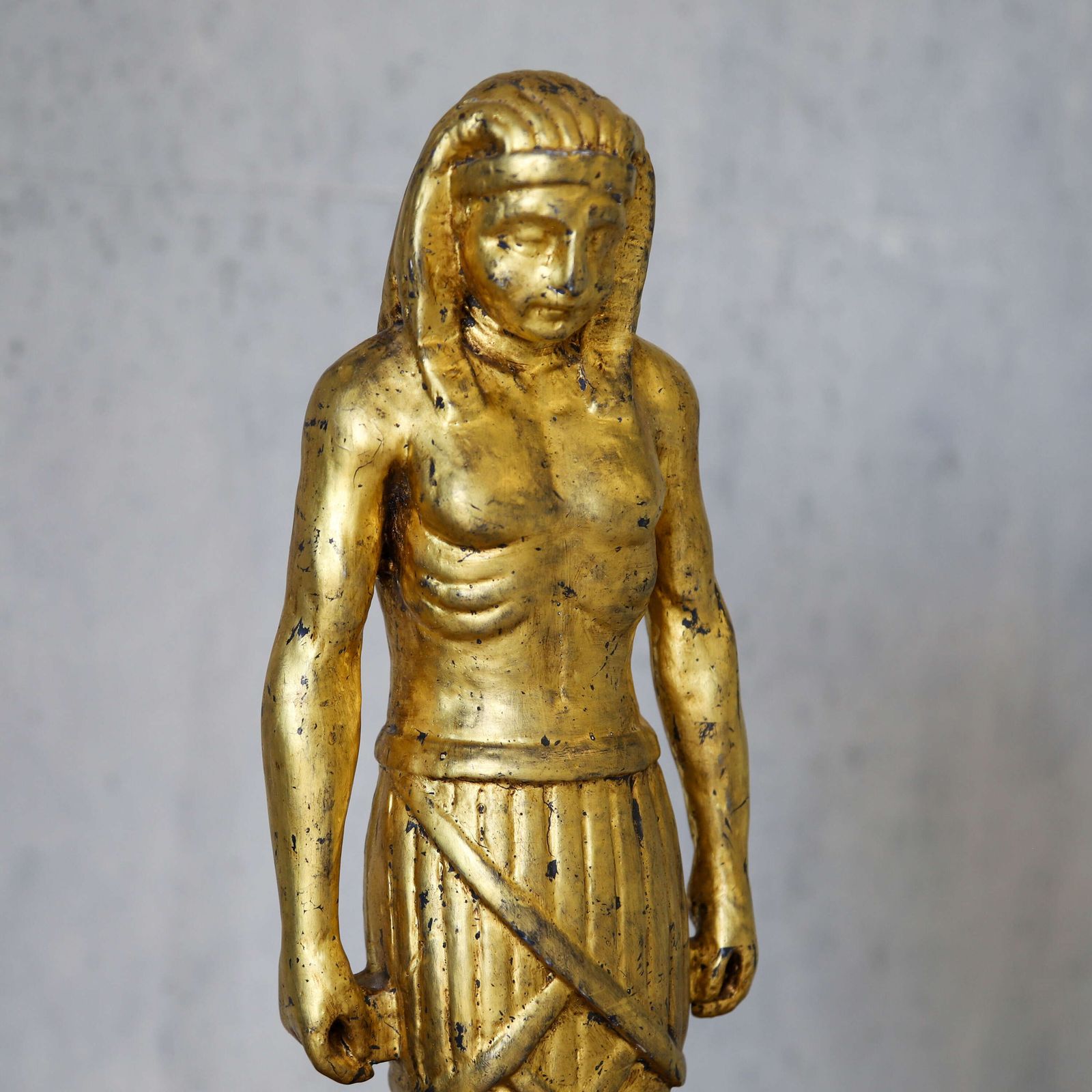 photo for sale 19th Century Wooden Gilt Shabti On Granite Base   Grand Tour Egyptian Revival Figure