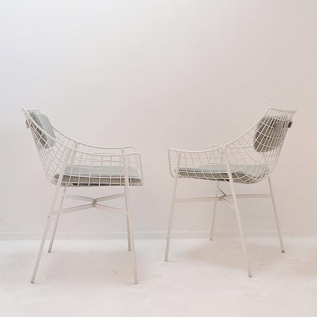 photo for sale Set Of 8 Modern Armchairs In White Lacquered Steel