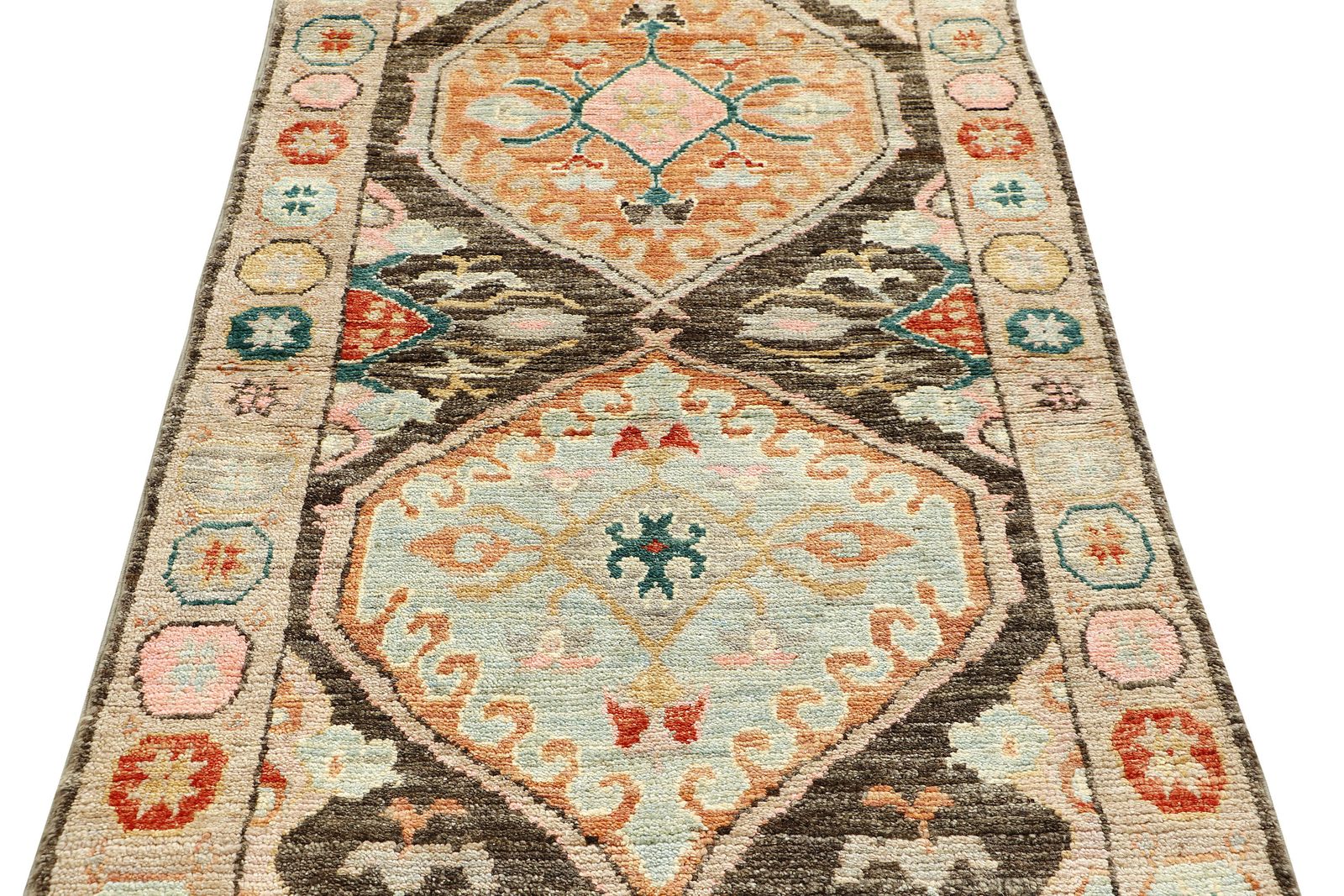 3x6 Charcoal Turkish Oushak Living Room Bedroom Rug photo for sale