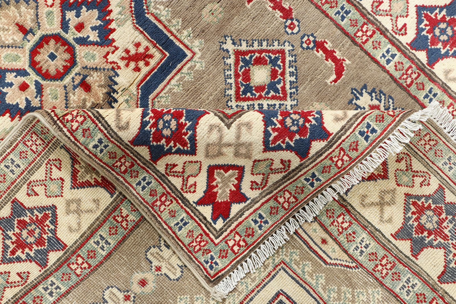 Beige Kazak Afghan Traditional Handmade 4x7 Rug photo vinterior