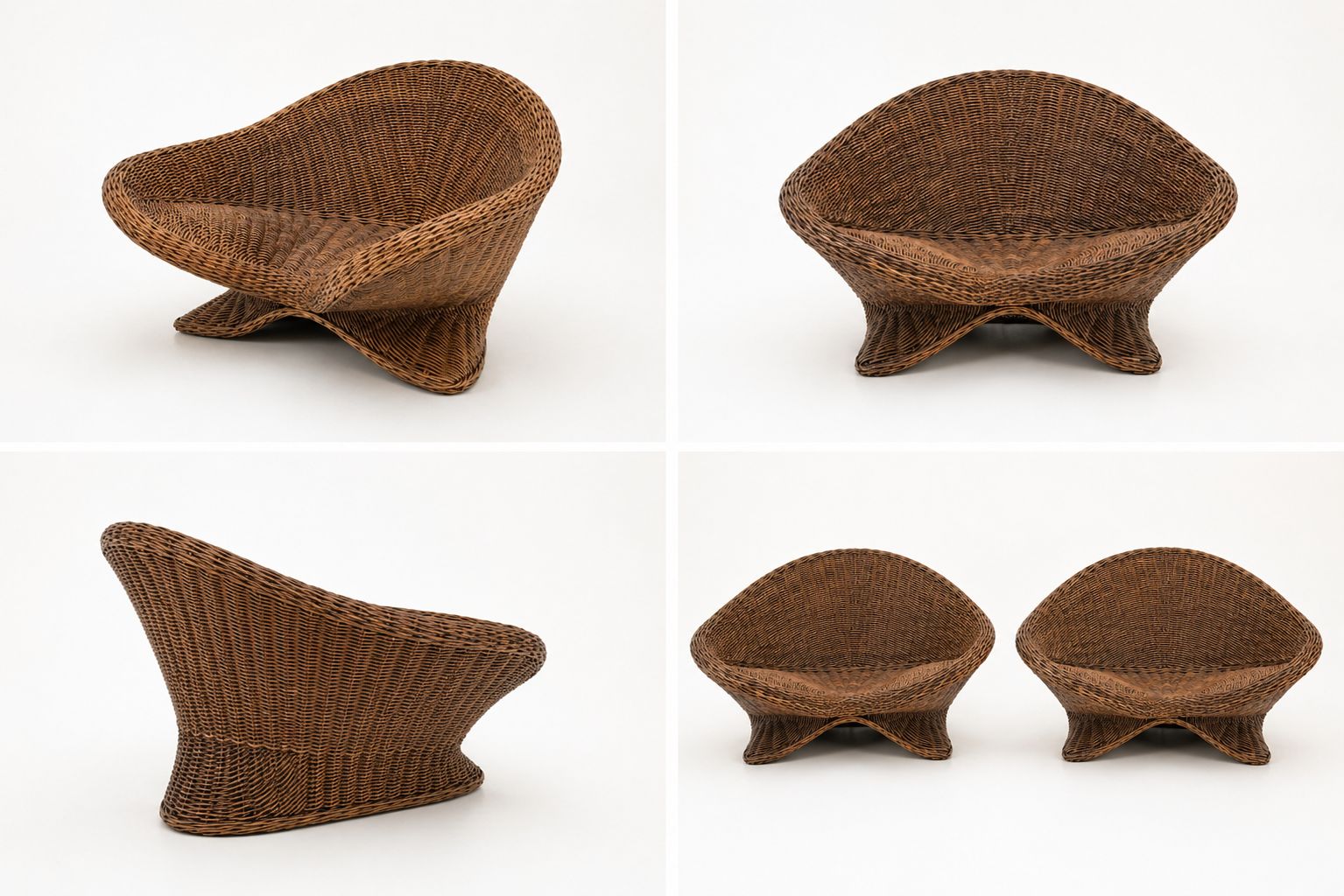Vintage 1970s Rattan Lotus Chairs – Pair