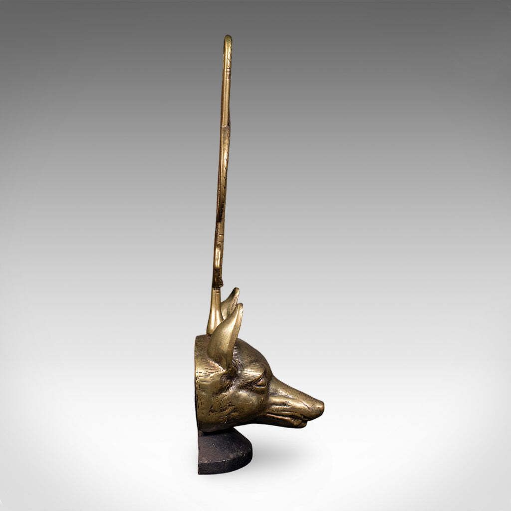 Antique Fox Head Doorstop, English, Brass, Country House Door Keeper, Circa 1920 photo for sale
