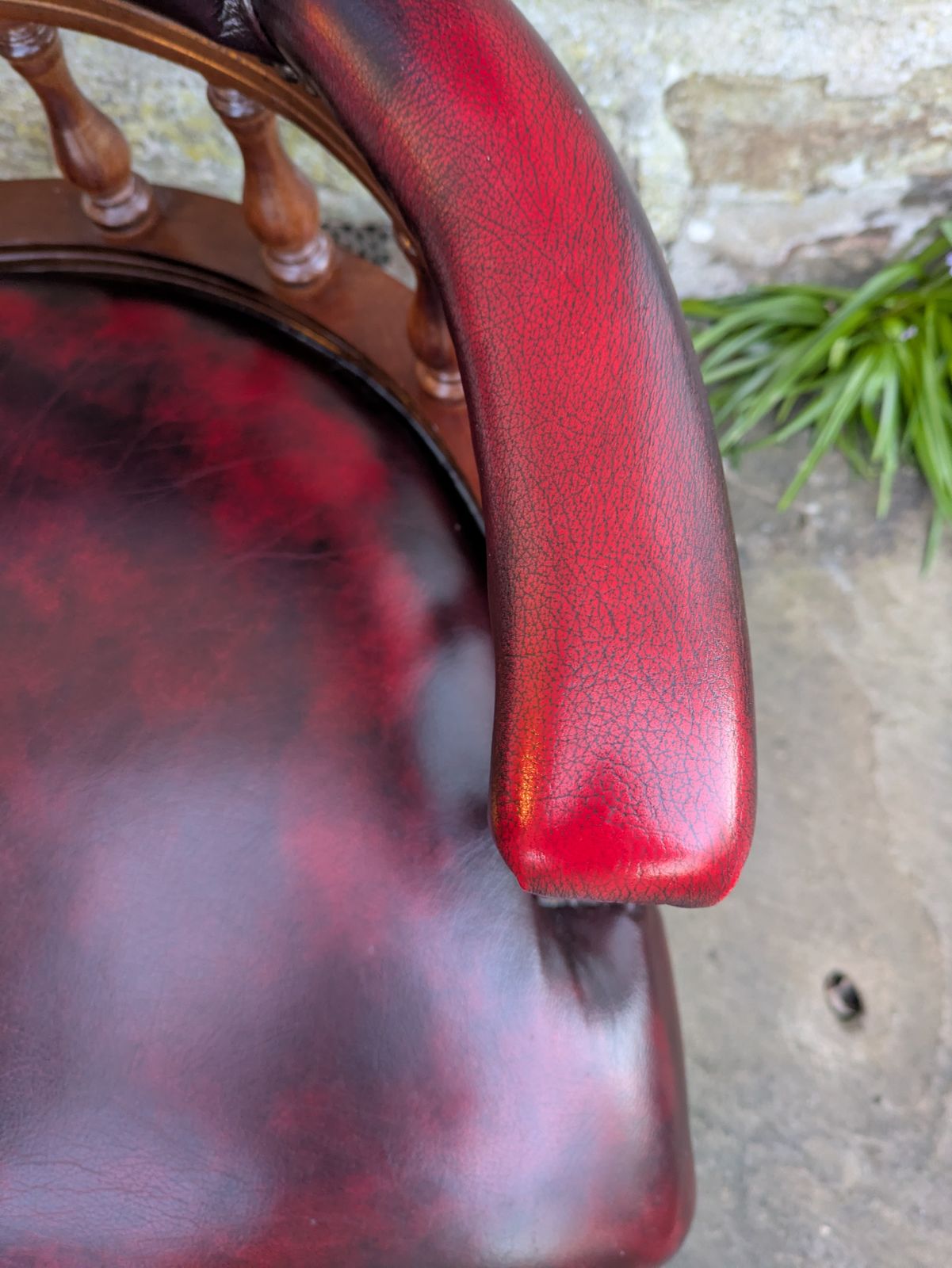 Vintage Red Leather Chesterfield Style Swivel Captains Chair photo furniture