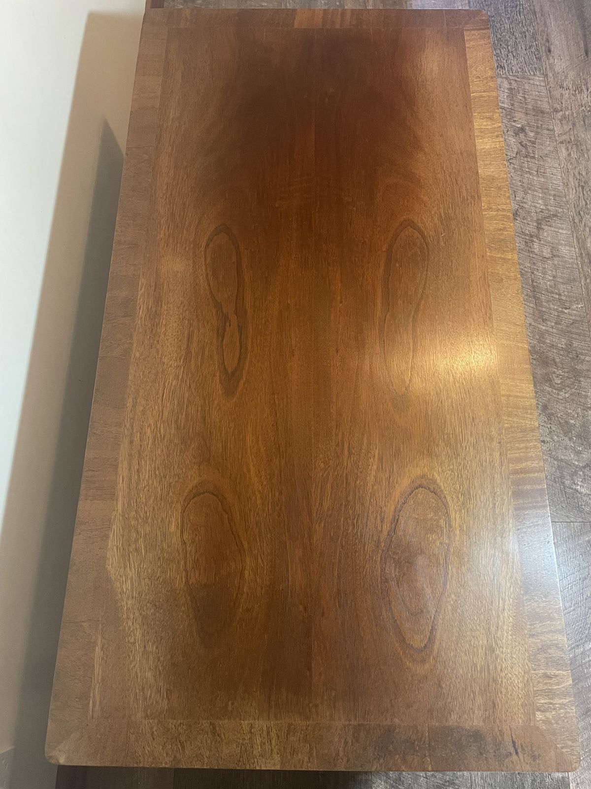 Vintage Mid Century Solid Oak & Wood Veneer Coffee Table — Chinese Chippendale Style Legs photo for sale