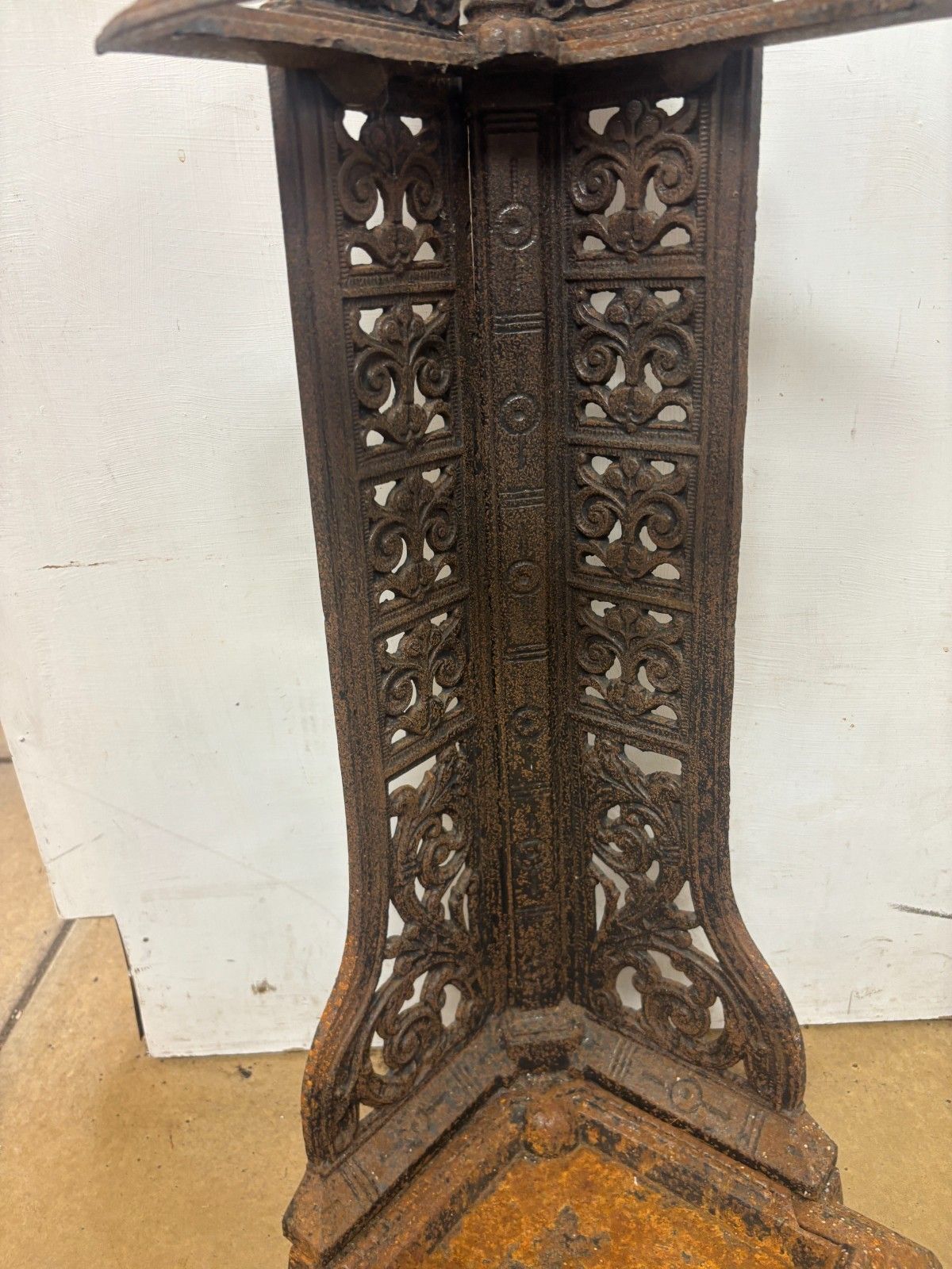 Antique Late Victorian Cast Iron Corner Umbrella/ Stick Stand With Reg Mark photo for sale