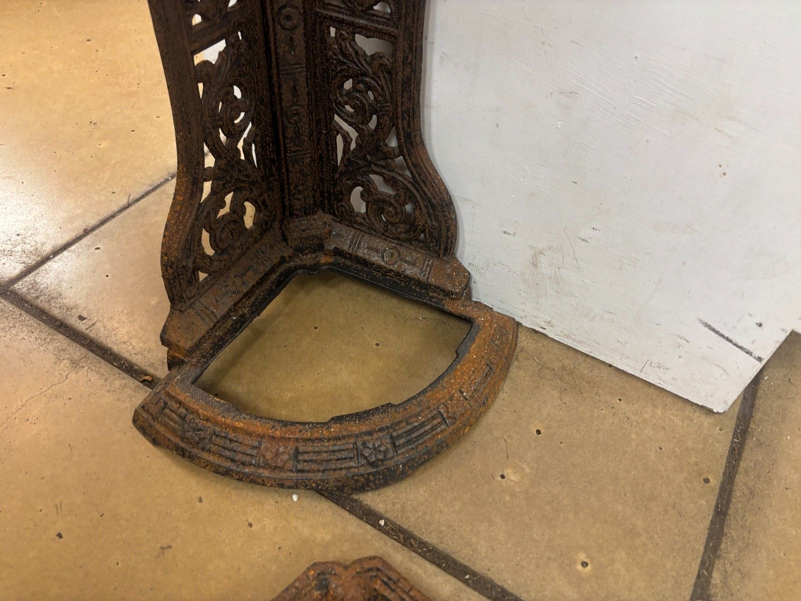 Home Decor Antique Late Victorian Cast Iron Corner Umbrella/ Stick Stand With Reg Mark photo