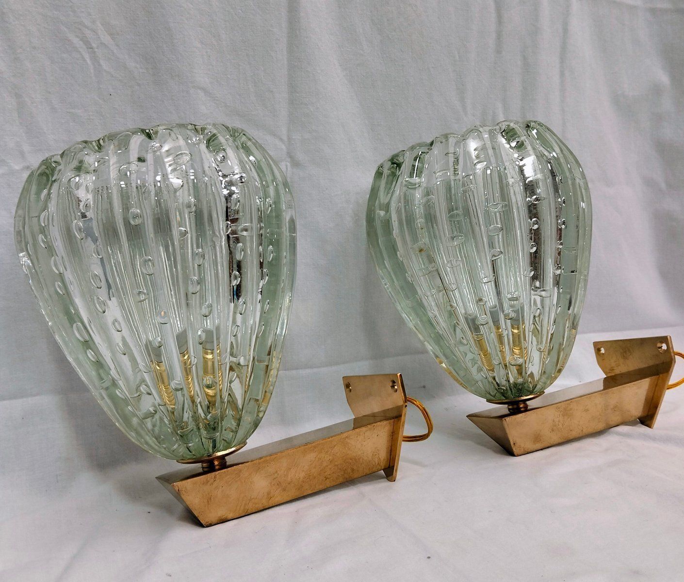 Murano Glass Wall Lights By Ercole Barovier For Barovier & Toso, 1980s, Set Of 2