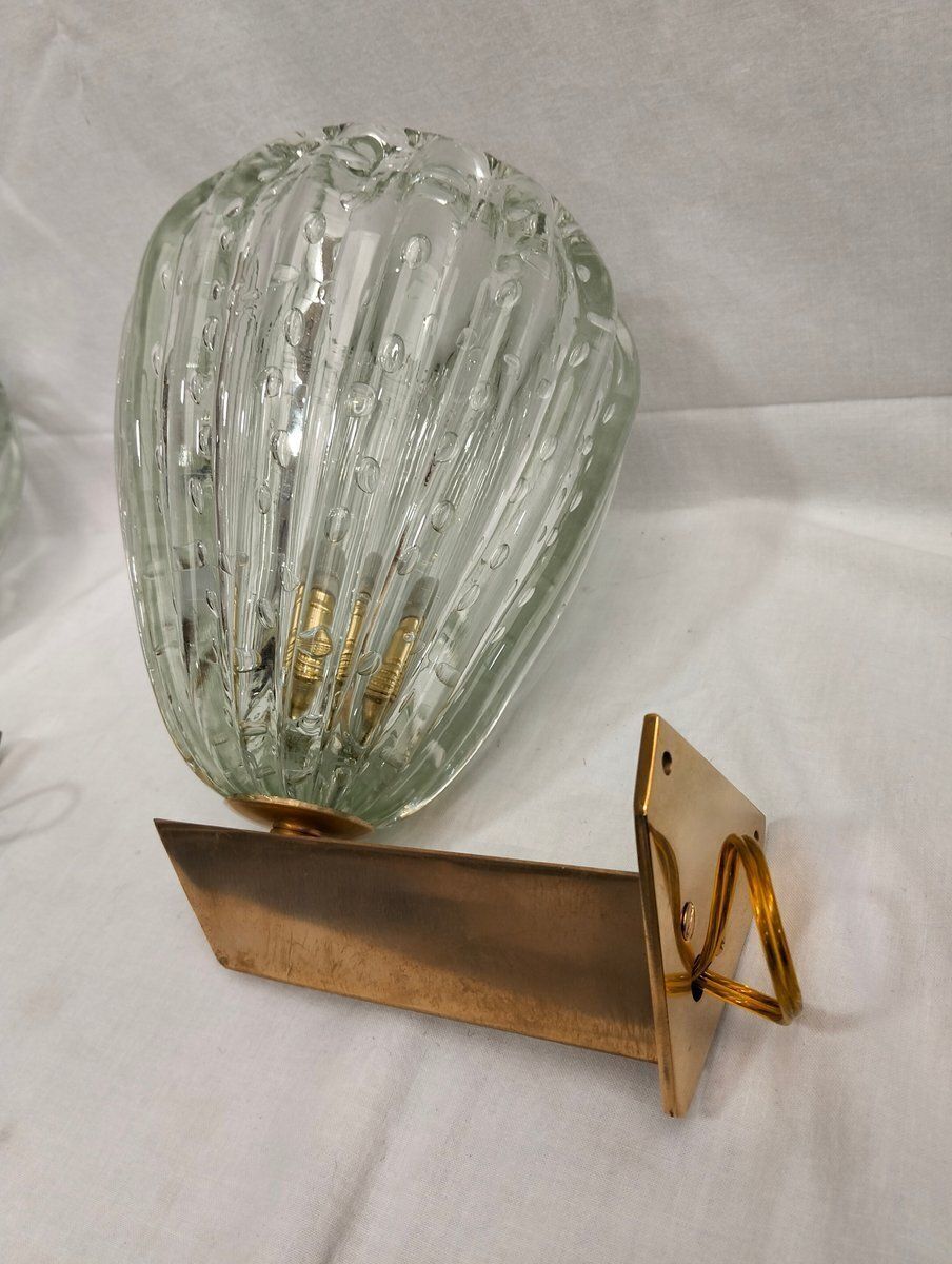 Murano Glass Wall Lights By Ercole Barovier For Barovier & Toso, 1980s, Set Of 2 photo 780.0