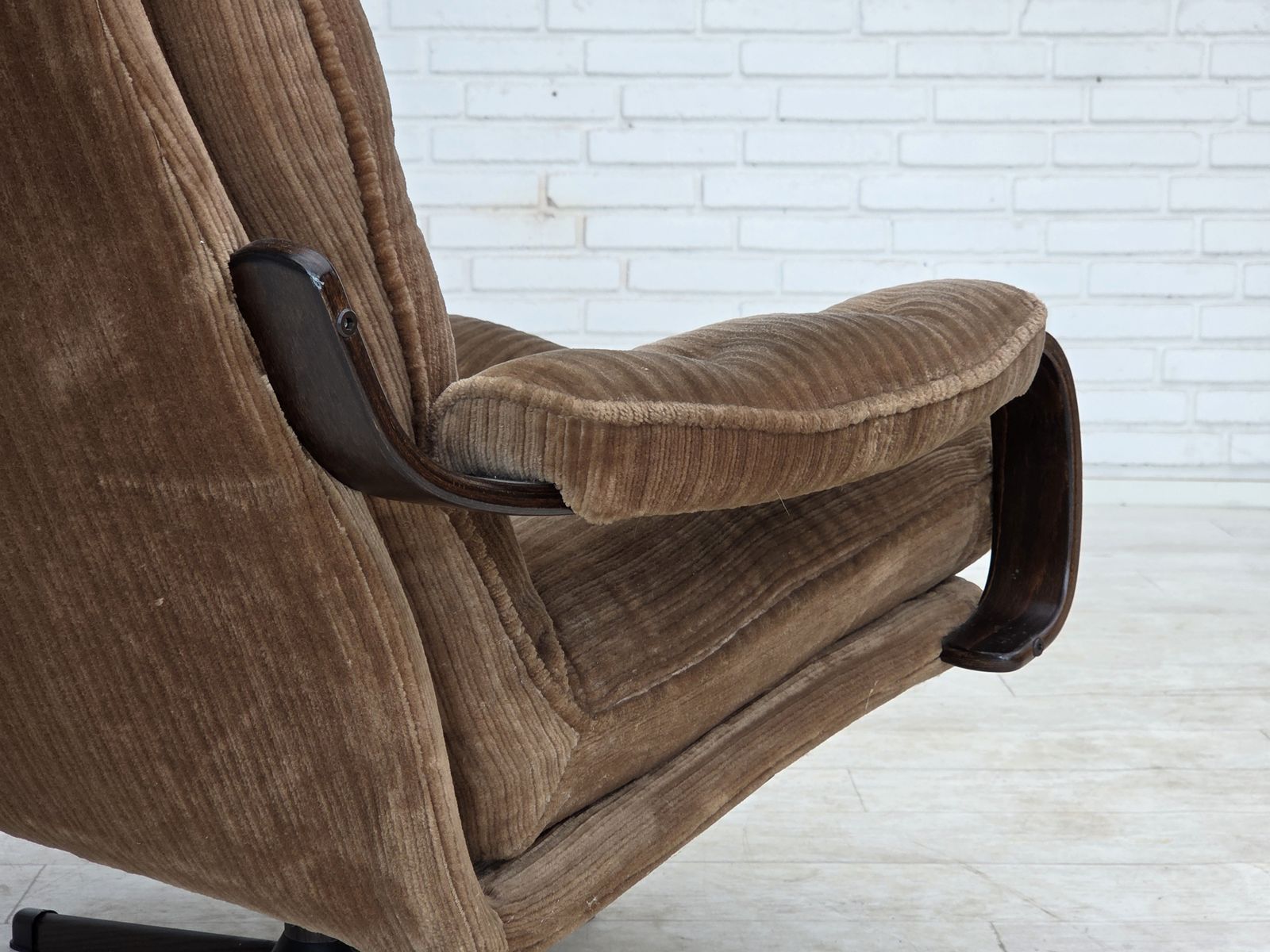 920.0 1970s, Danish Swivel Armchair, Brown Furniture Corduroy. photo