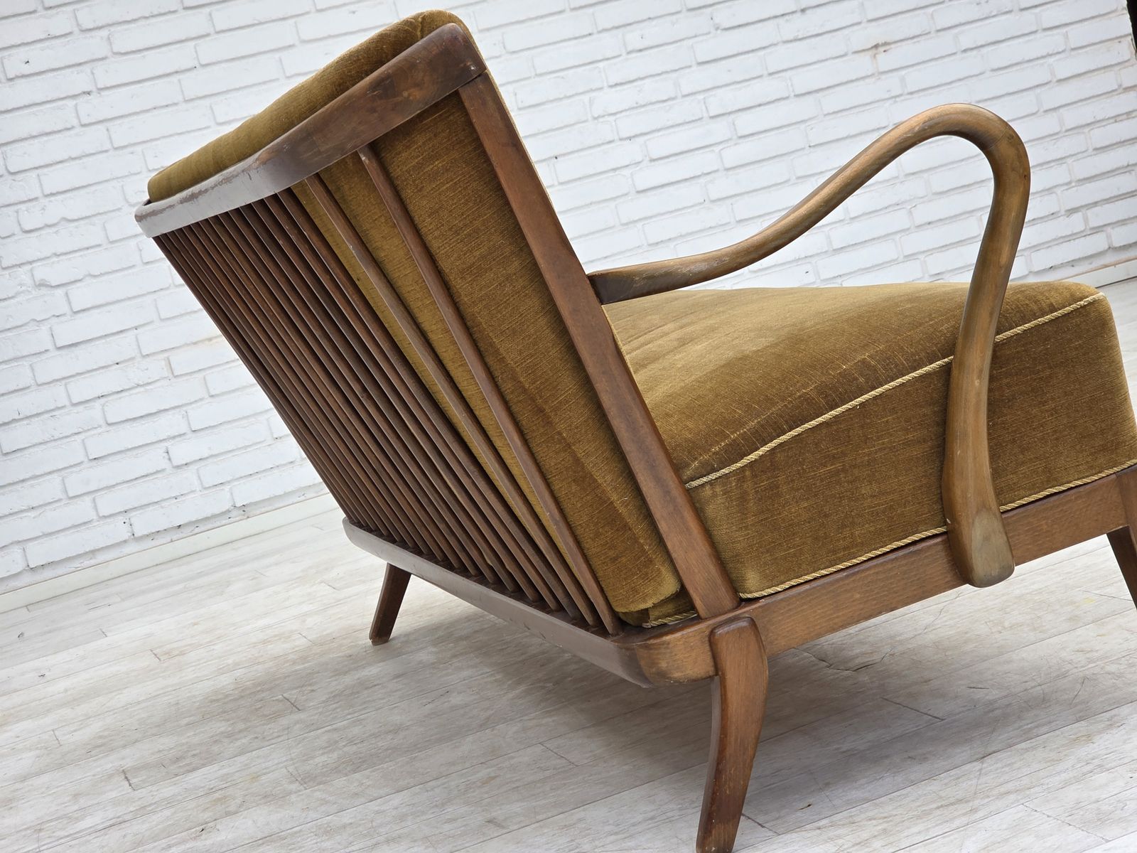 1890.0 1960s, Danish Design By Alfred Christensen, 2 Seater Sofa, Green Furniture Velour. photo