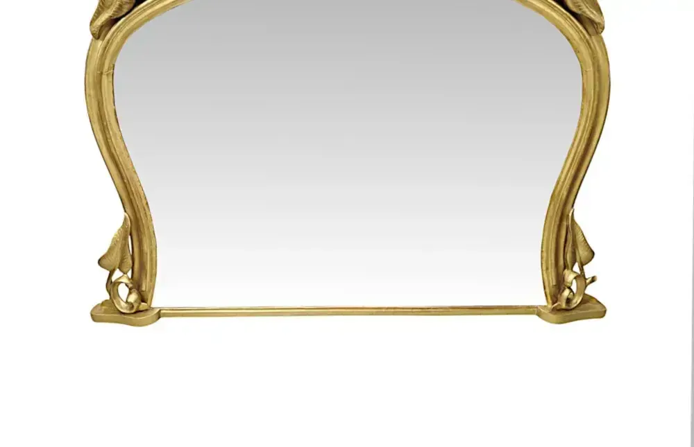 A Very Fine 19th Century Neat Size Giltwood Overmantel Mirror With Leaf And Branch Detail photo Home Decor