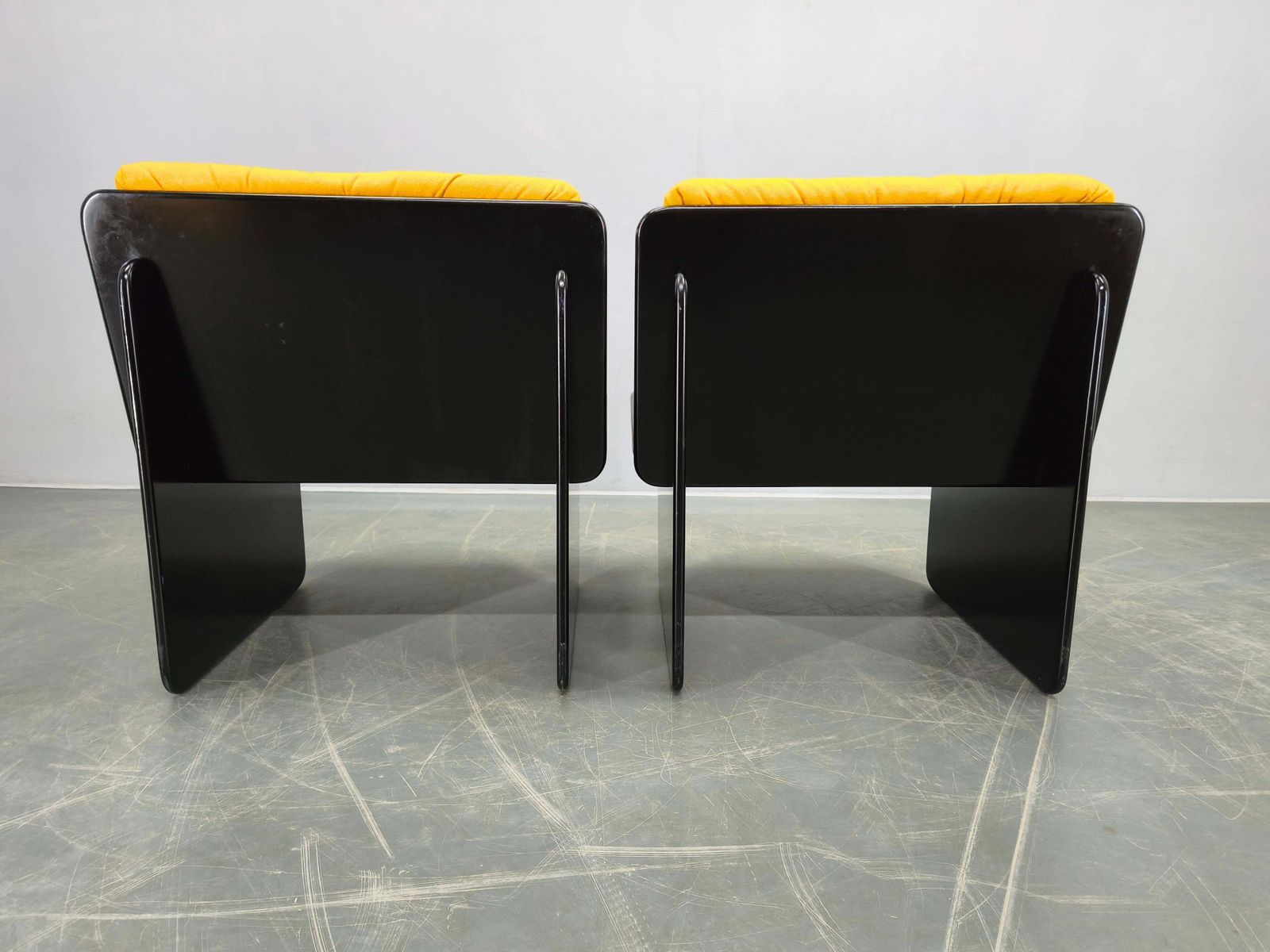 1508.0 Pair Of Italian Space Age Armchairs, Black Lacquer, 1970s photo