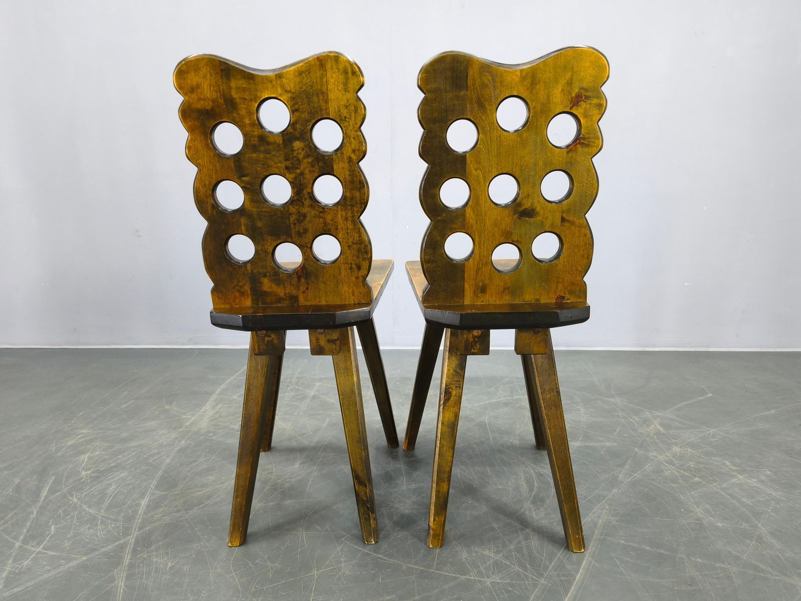 Set Of 3 Brutalist Wooden Chairs, Czechoslovakia, 1950s photo buy
