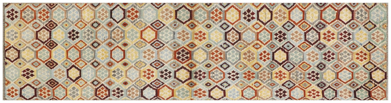 2x10 Turkish Anatolian Geometric Boho Hand Knotted Runner Rug photo furniture