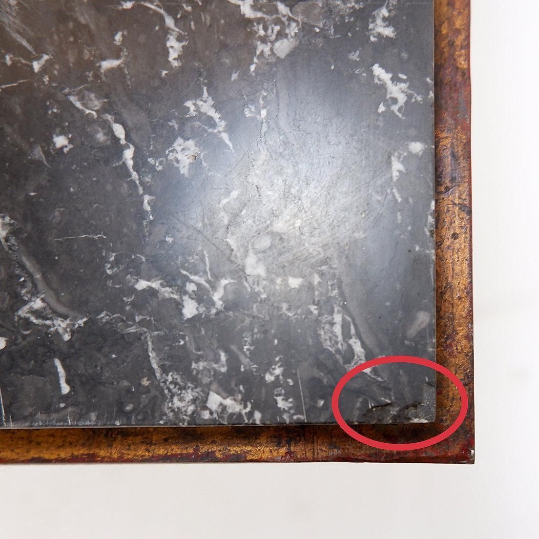 photo furniture Gilt Metal Side Table And Marble Top In The Style Of René Prou