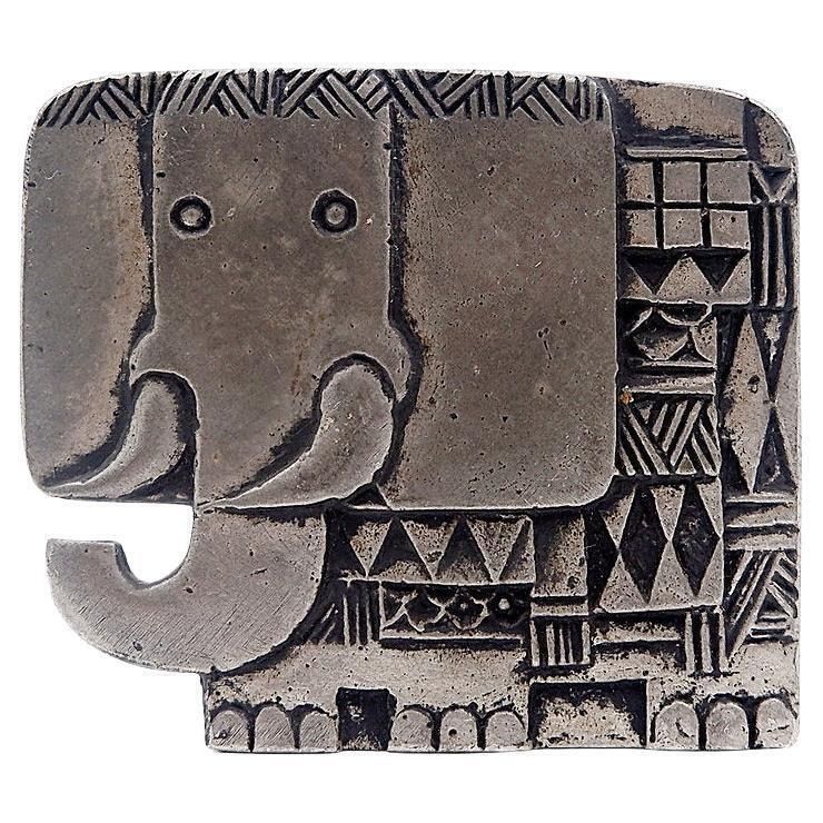 Vintage Metal Elephant Sculpture, Mid 20th Century, Home Decor, 1980s