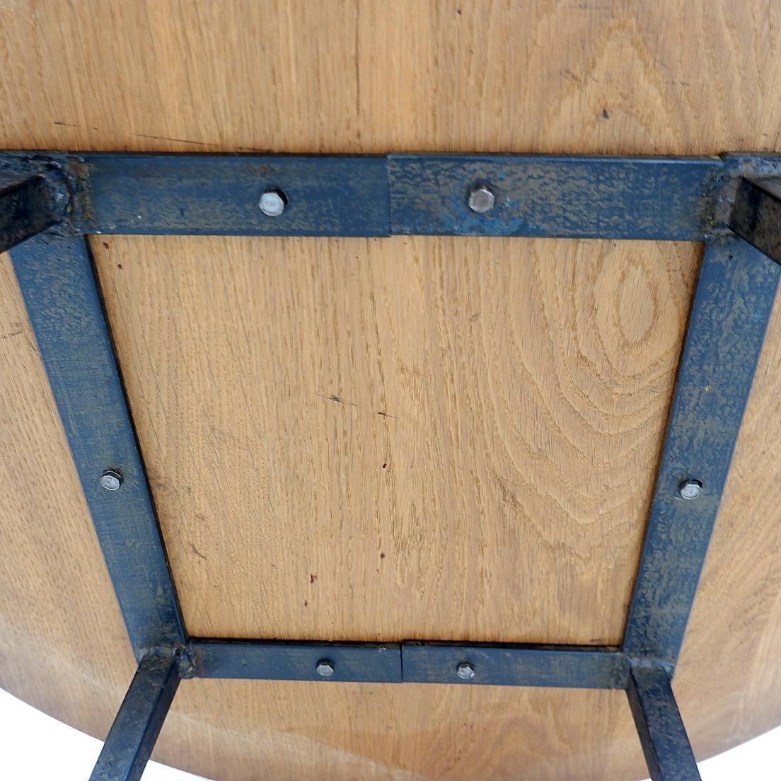 Round Coffee Table With Twisted Wrought Iron Base, France 1960s   ø 67cm photo 603.0