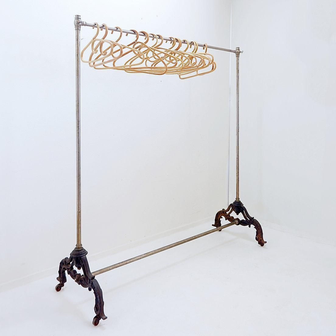Antique English Clothes Rail, Brass & Steel, Late 19th Century, 164cm photo vintage