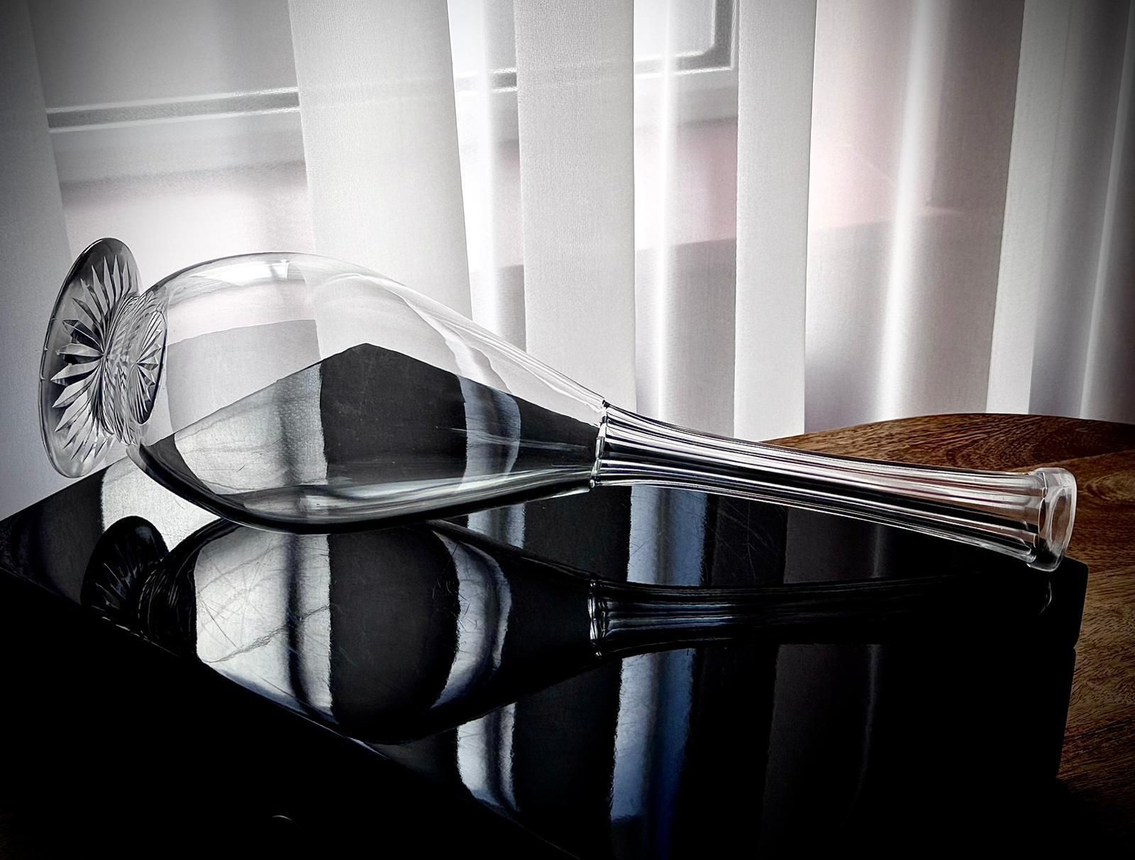 photo vintage Pair Of Antique Clear Glass Teardrop Decanters