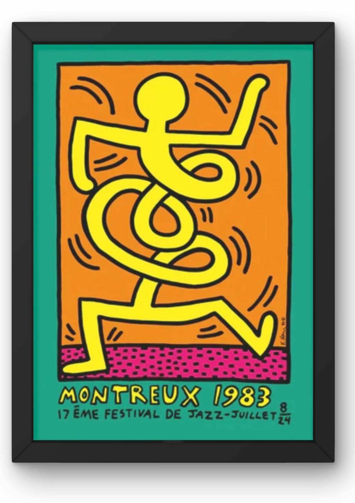Keith Haring, Montreux Jazz Festival Green Poster (Framed), 1983