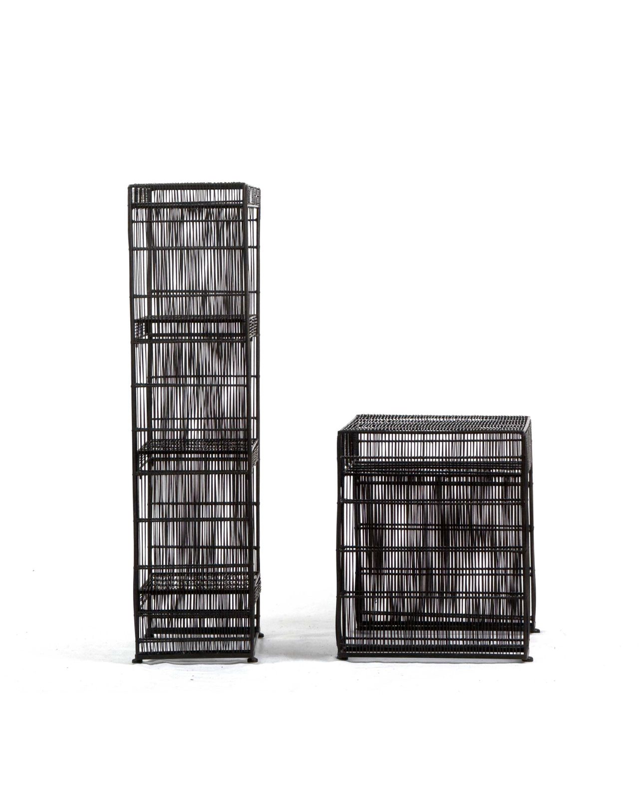 Vintage Sculptural Metal Wire Shelving And Display Table Set photo vinterior